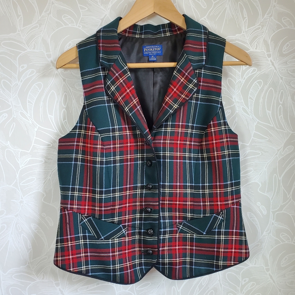 Pendleton Wool Tartan Plaid Vest Size Medium